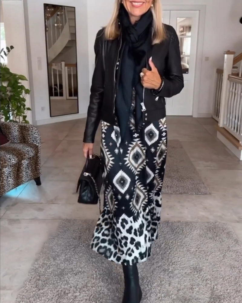 Eleonora® | Long Sleeve Dress With Geometric Print
