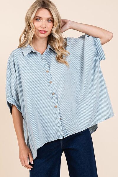 Astra® | Washed striped button-down shirt