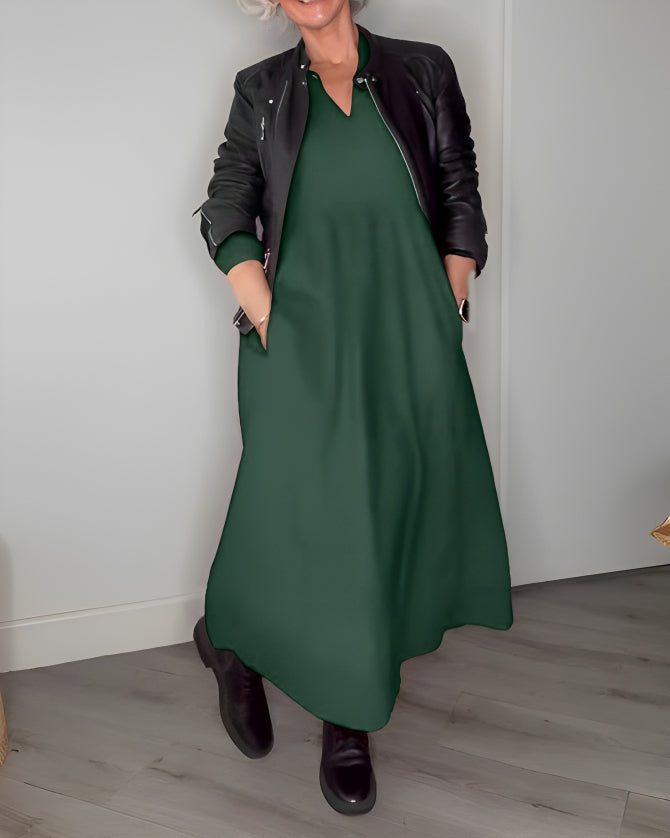 Antonella® | Long, slimming dress with a V-neck