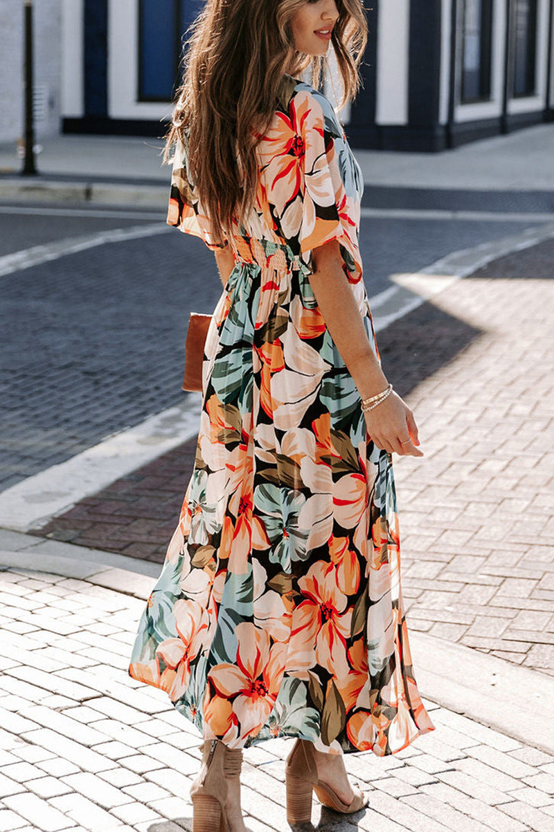 Danna® | Floral print V-neck dress with slit