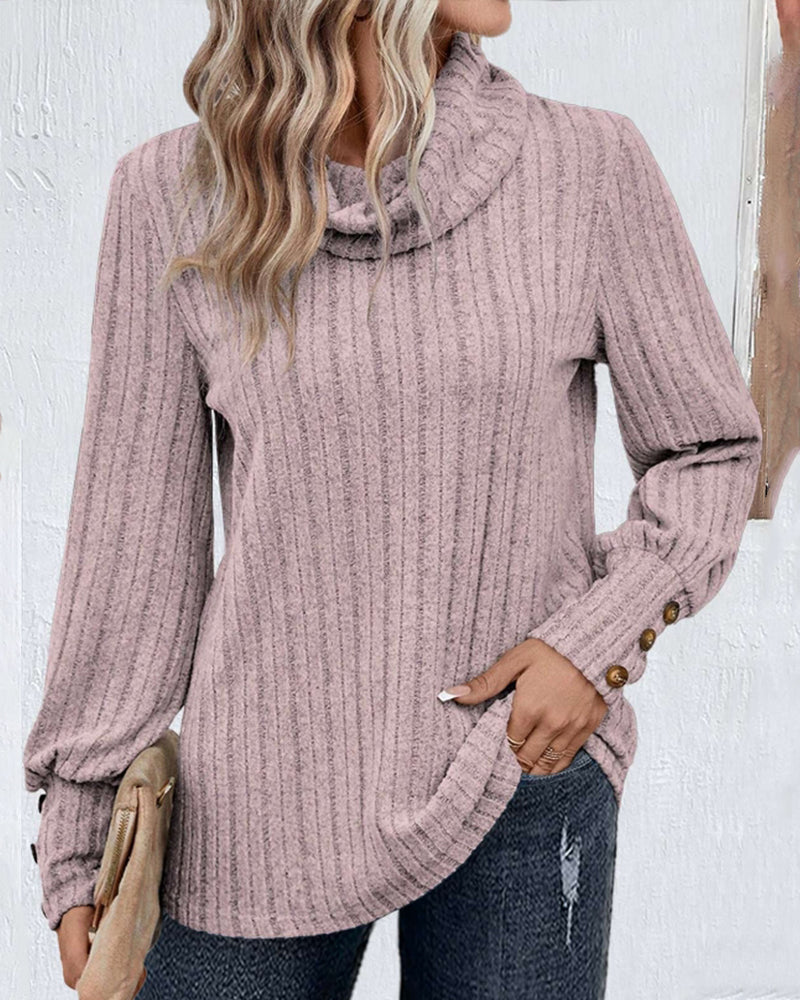 Astrid® | Ribbed top with a stacked collar