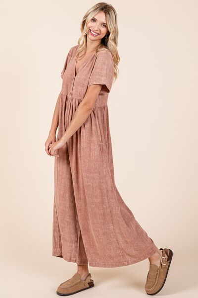 Antonia® | Short-sleeved, flowy, wide-leg jumpsuit