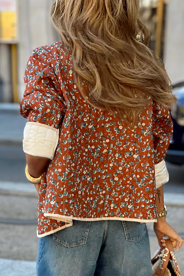 Delia® | Quilted cotton floral contrast cotton jacket