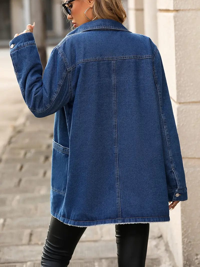 Carina® | Mid-length fleece denim jacket