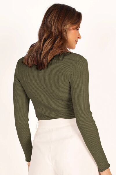 Claudia® | Long-sleeved T-shirt with a crew neck and lettuce trim