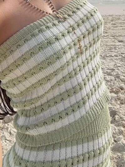Bianca® | Contrast striped tube top and skirt sweater set