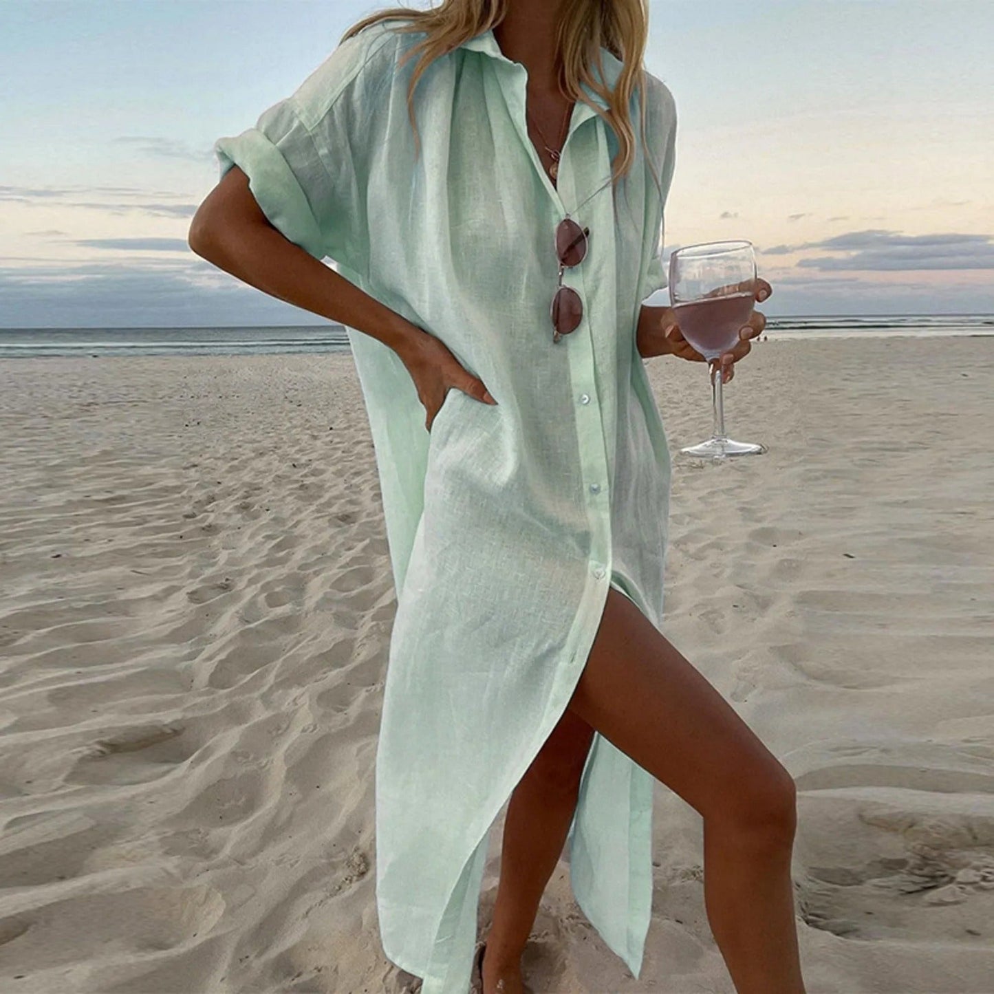 Elena® | Women's Beach Jurk Button-Up