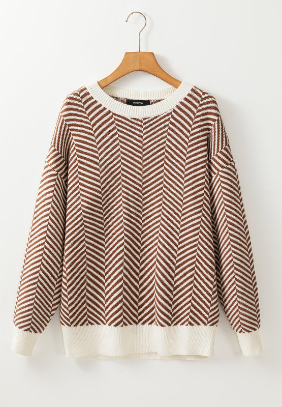 Cándida | Striped long-sleeved sweater with a crew neck