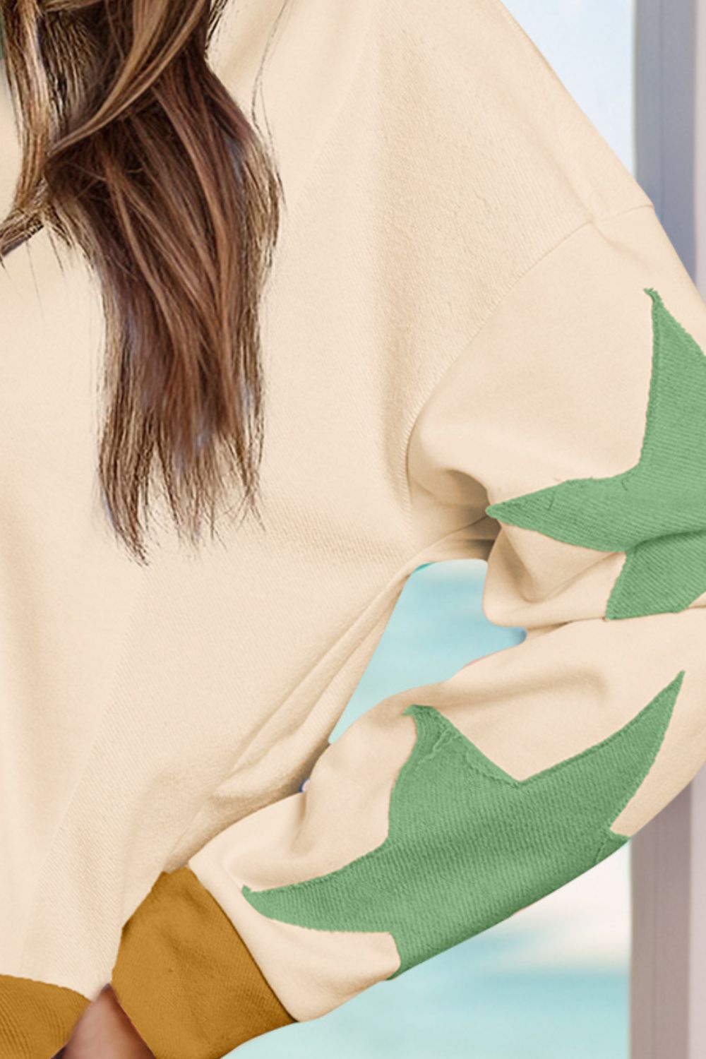 Annelies® | Long sleeve sweatshirt with star contrast crew neck