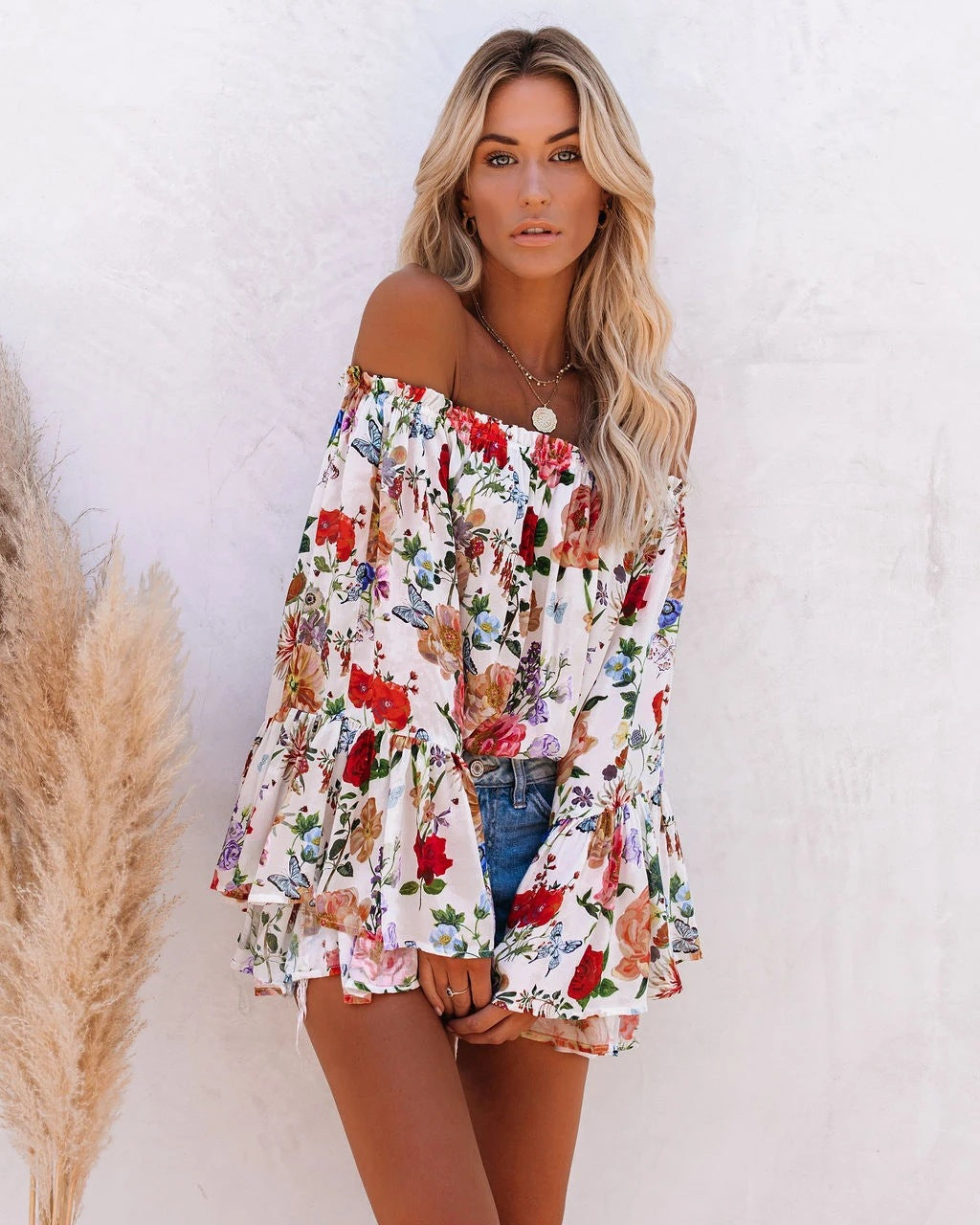 Bridget® | One-Shoulder Printed Blouse