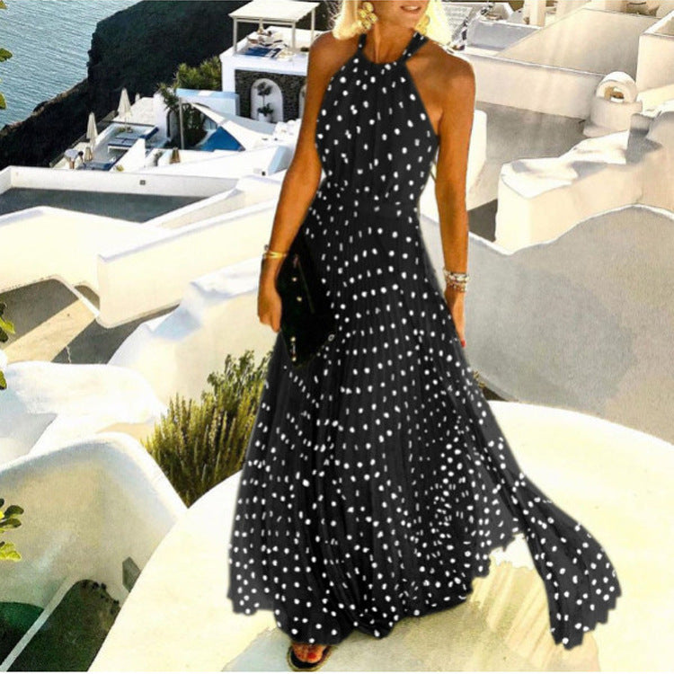 Cynthia® | Long beach dress with a modern collar, summery, sleeveless
