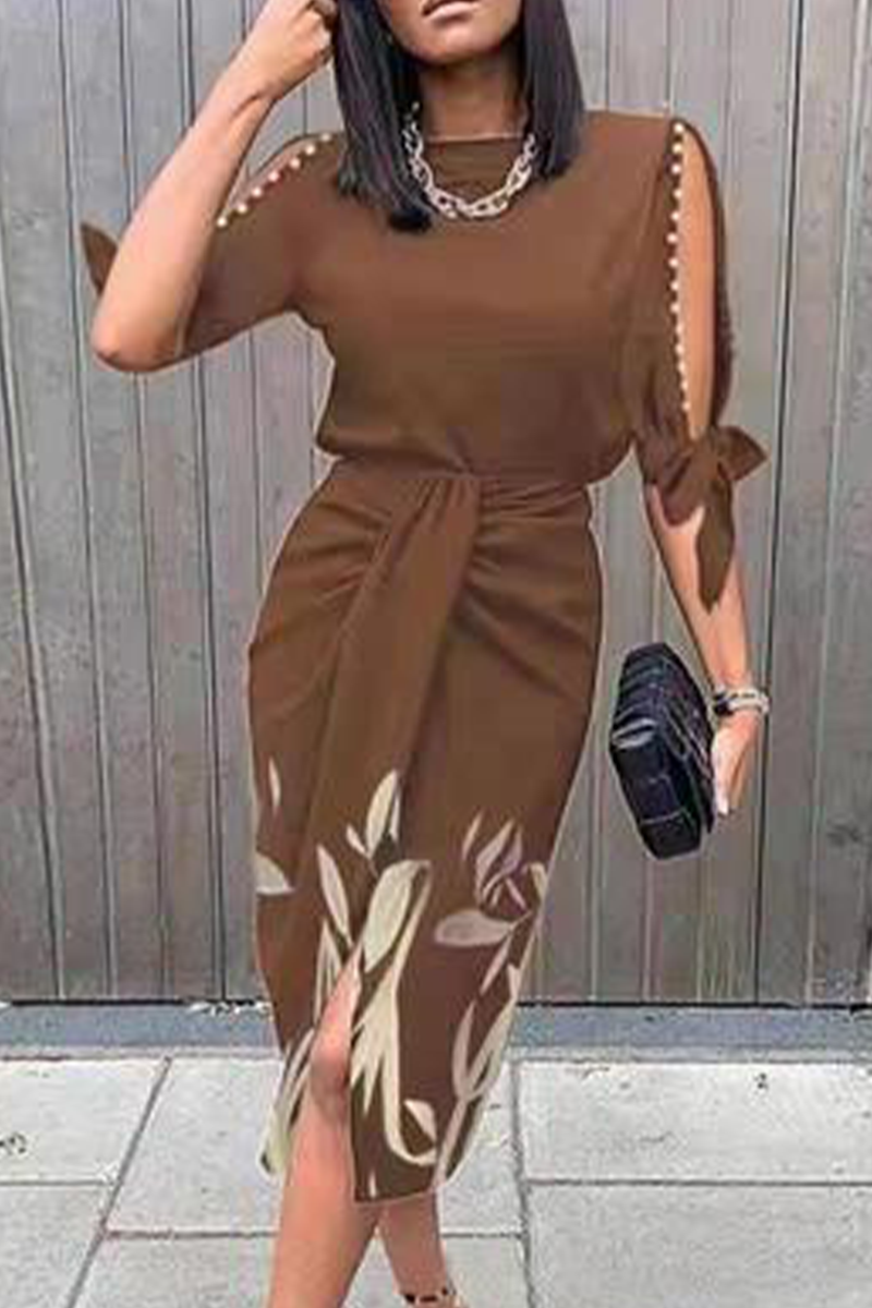 Amelia® | Printed dress with a high-waisted skirt