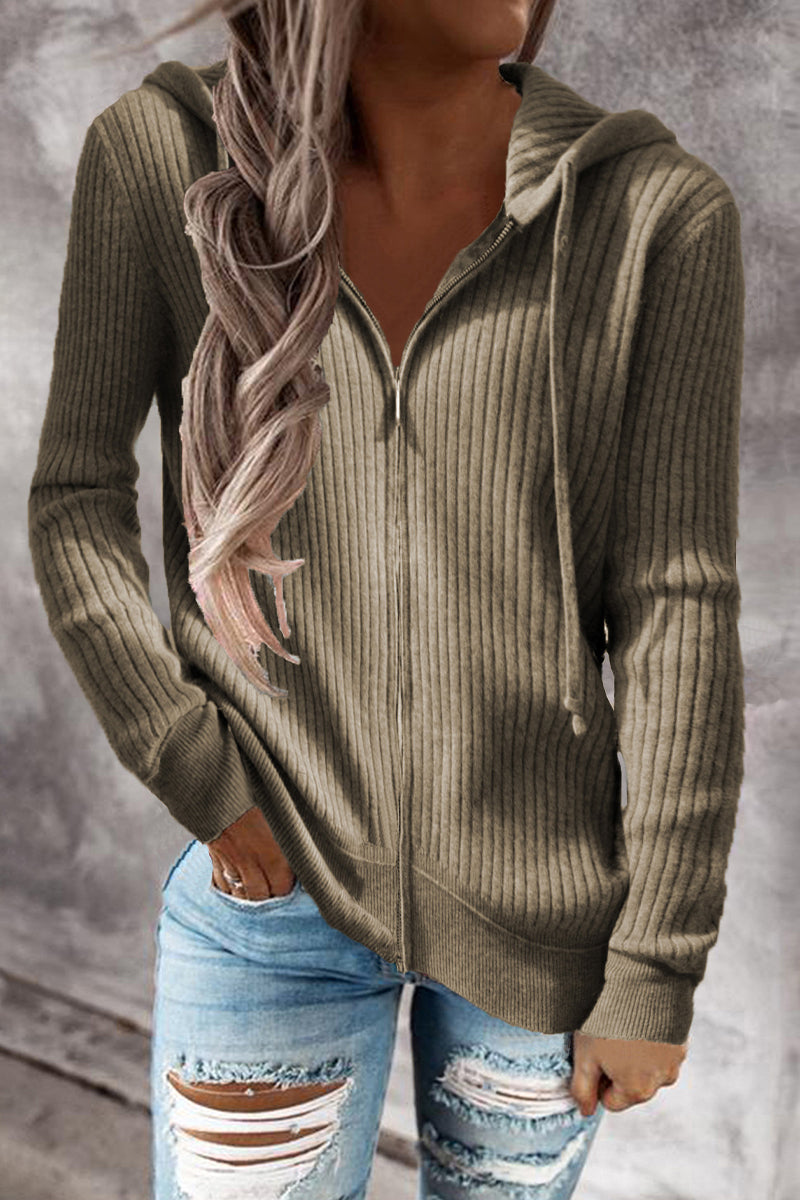 Cristina® | Casual cardigans with zip and hooded collar