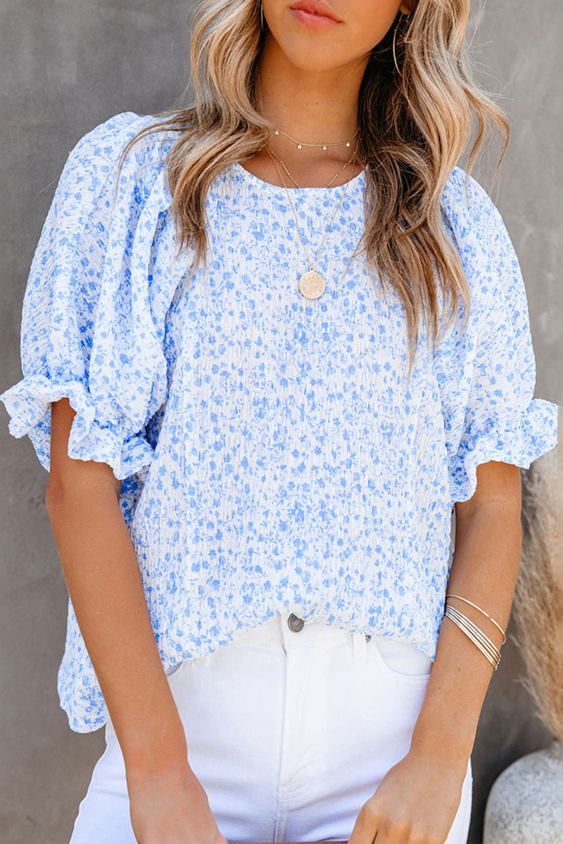 Brunella® | Elegant Floral Blouse With Puff Sleeves