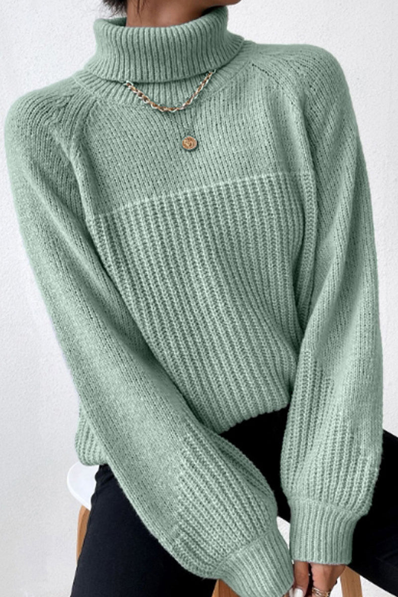 Antonella® | Casual solid patchwork turtleneck tops