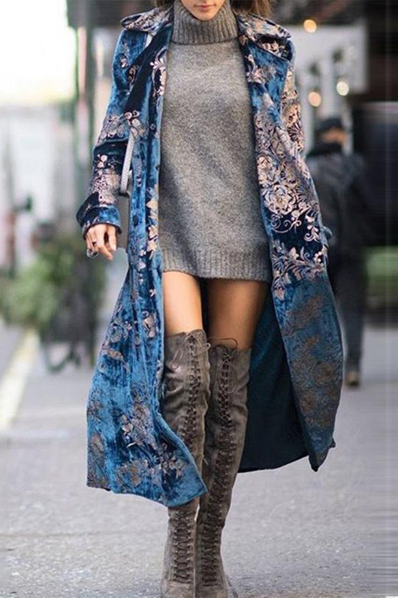 Aranza® | Casual British style outerwear with cardigan collar and print
