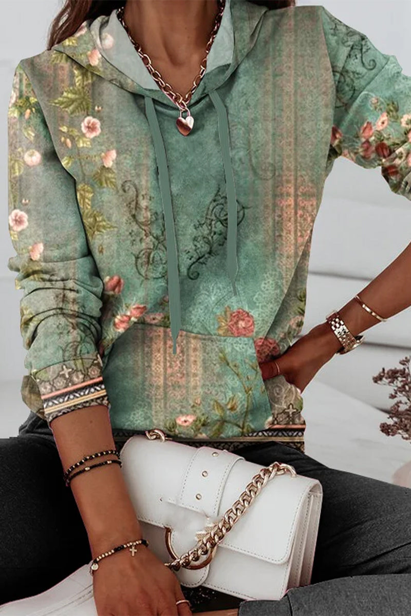 Blanca® | Casual printed patchwork tops with hooded collar