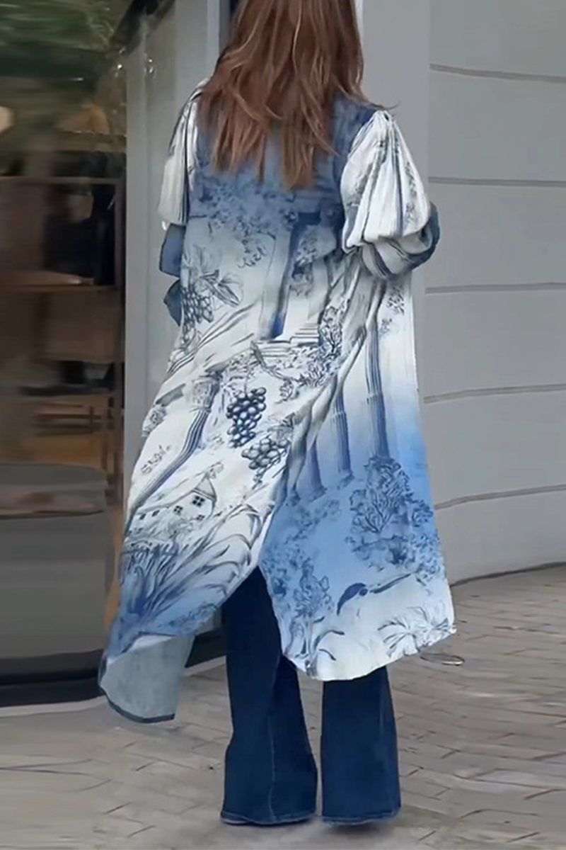Brianna® | Casual tops with a floral slit and cardigan collar