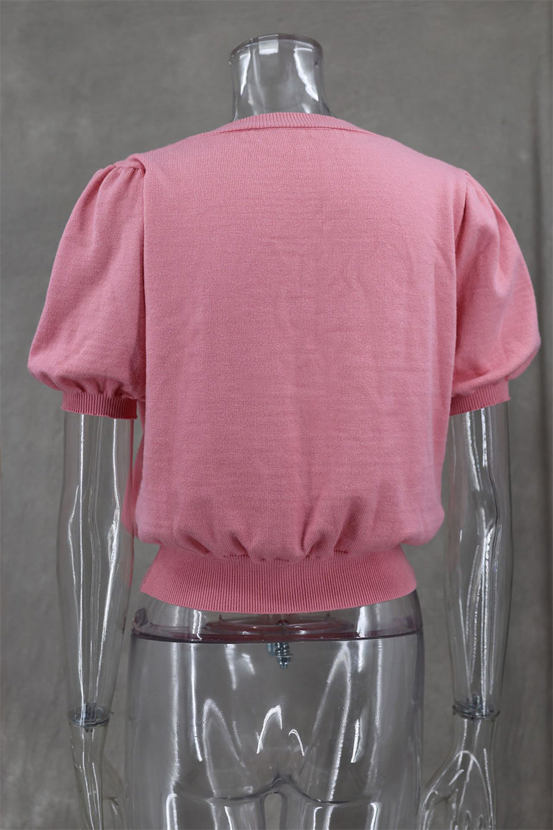 Begoña® | Casual everyday tops with plain bow decoration and V-neck
