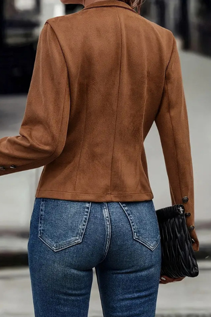 Augusta® | Casual Street Solid Color Buttons Patchwork Half A Turtleneck Outerwear