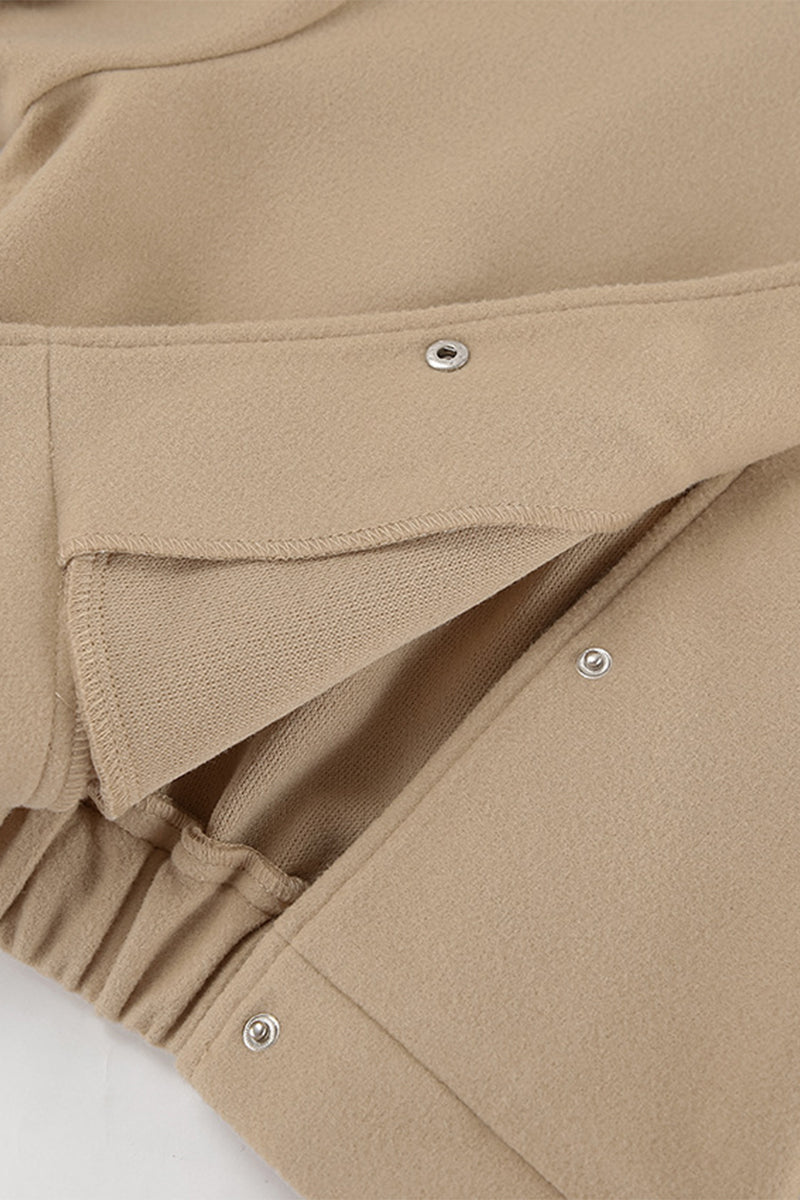 Charlotte® | Casual street outerwear with plain pocket large mandarin collar