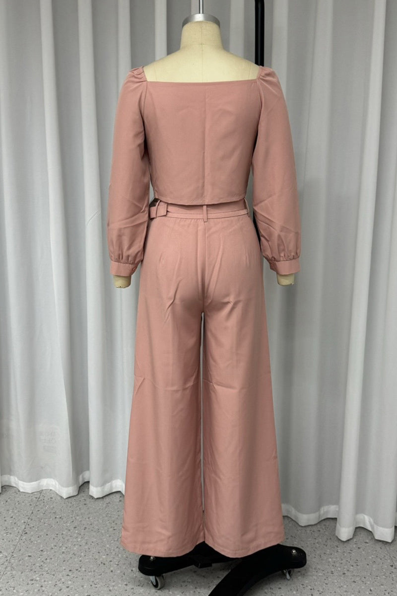 Elisa® | Casual street pocket buttons, adjustable square neckline, long sleeves, two piece