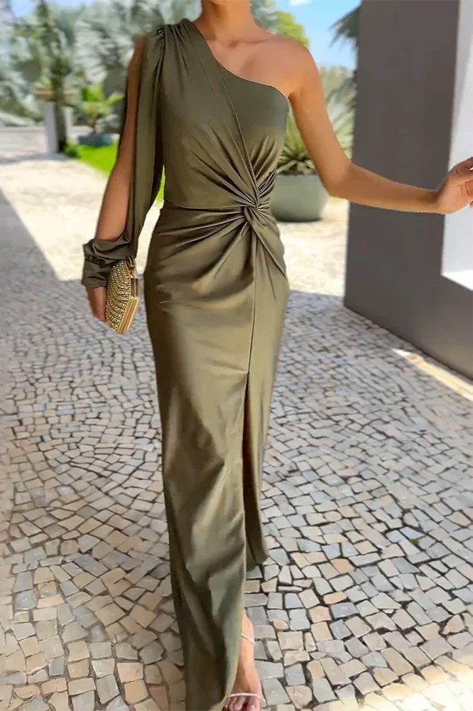 Corina® | Dress one-shoulder twist dress with slit