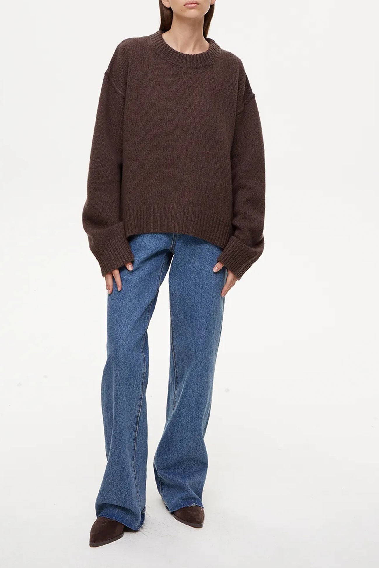 Carmen® | Round Neck Solid Color Pullover Sweater