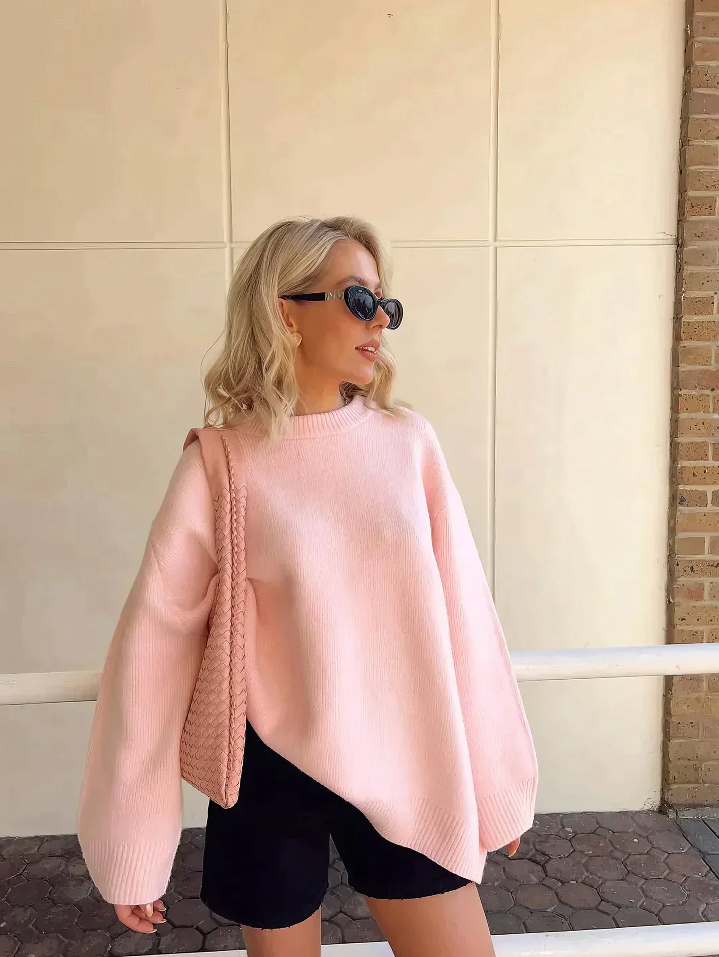 Dorotea | Pink crew neck sweater for women
