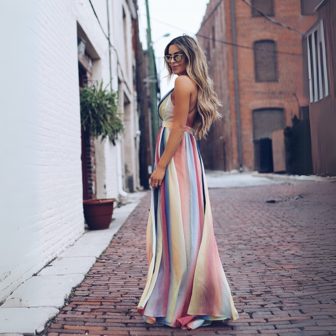 Irish | Elegant Summer Maxi Dress with Stripes