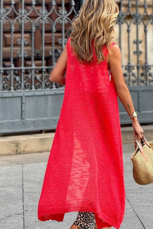 Cristina® | Coral long knitted vest