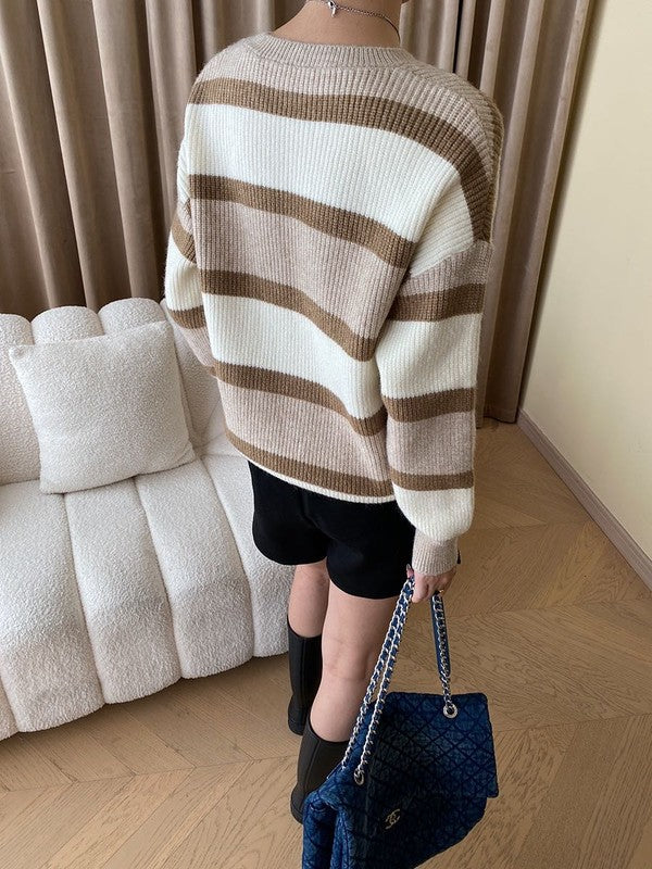 Astrid® | Striped knitted sweater with a crew neck