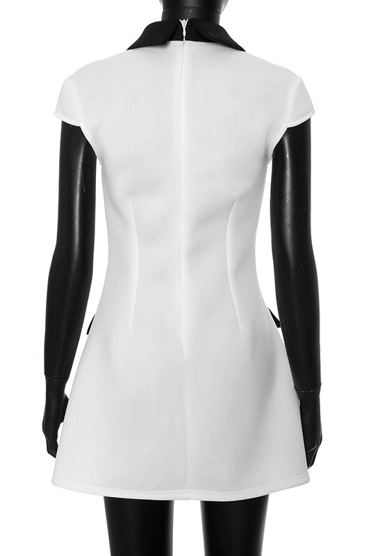 Elena® | Polyester Cap Sleeve Mini Dress With Contrasting Colour