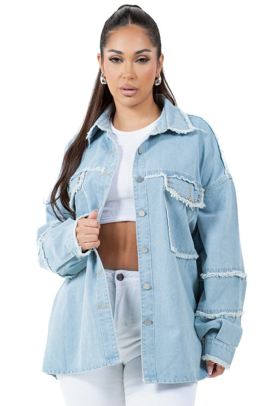 Anya® | Women's fashion oversize denim shirt