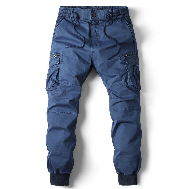 Men’s Cargo Trousers – Relaxed Fit – Cotton – Elastic Waist & Cuffs – Multi Pocket