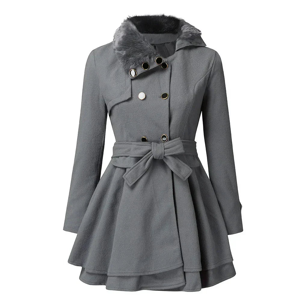 Dulce® | Elegant peacoat with vegan fur