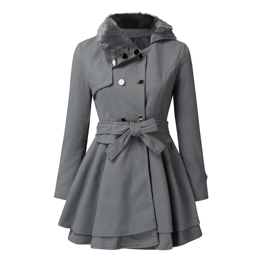 Dominique® | Elegant trench coat with vegan fur