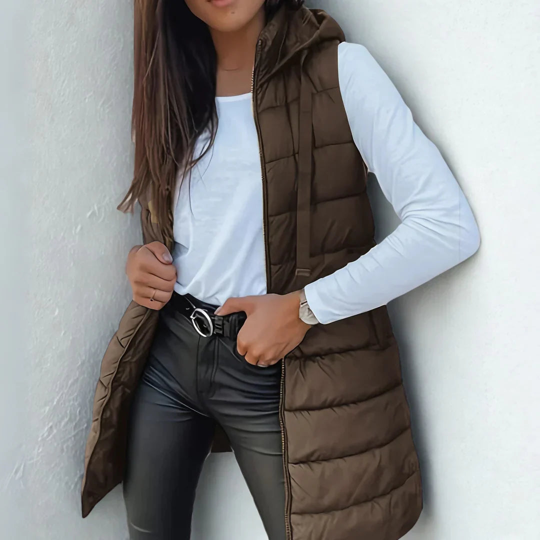 Dolores | Casual sleeveless hooded puffer vest