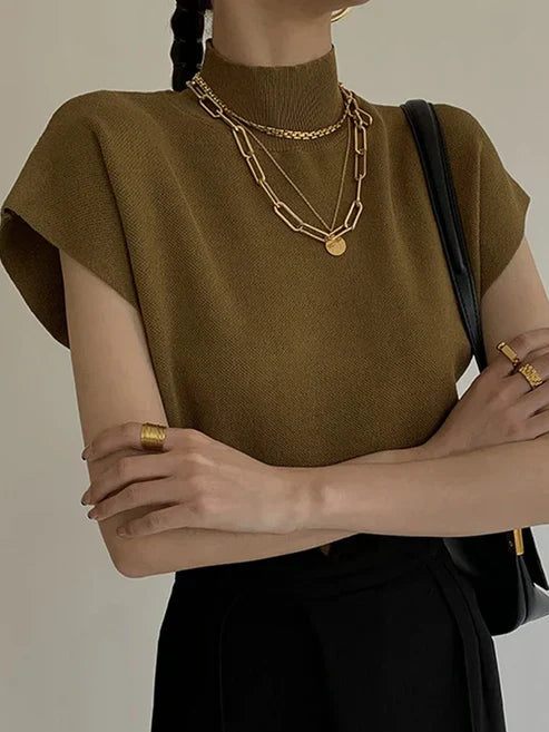 Adela® | Short sleeve turtleneck sweater for women