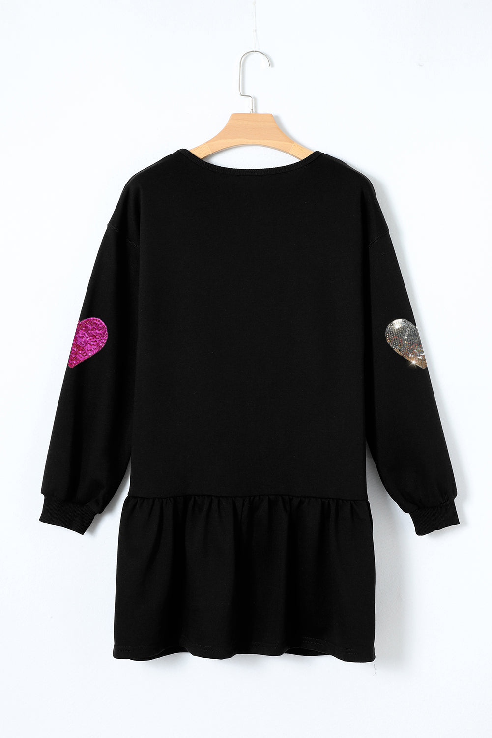 Andrea® | Long sleeve mini dress with sequins and a heart round neckline