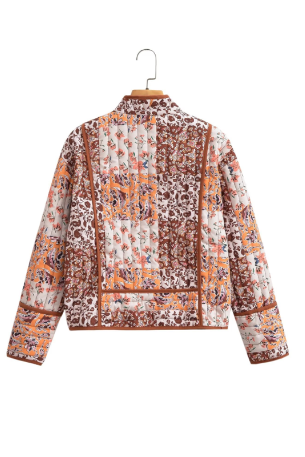 Alejandra® | Fashion Printed Loose Casual Cardigan Short Quilted Cotton Jacket
