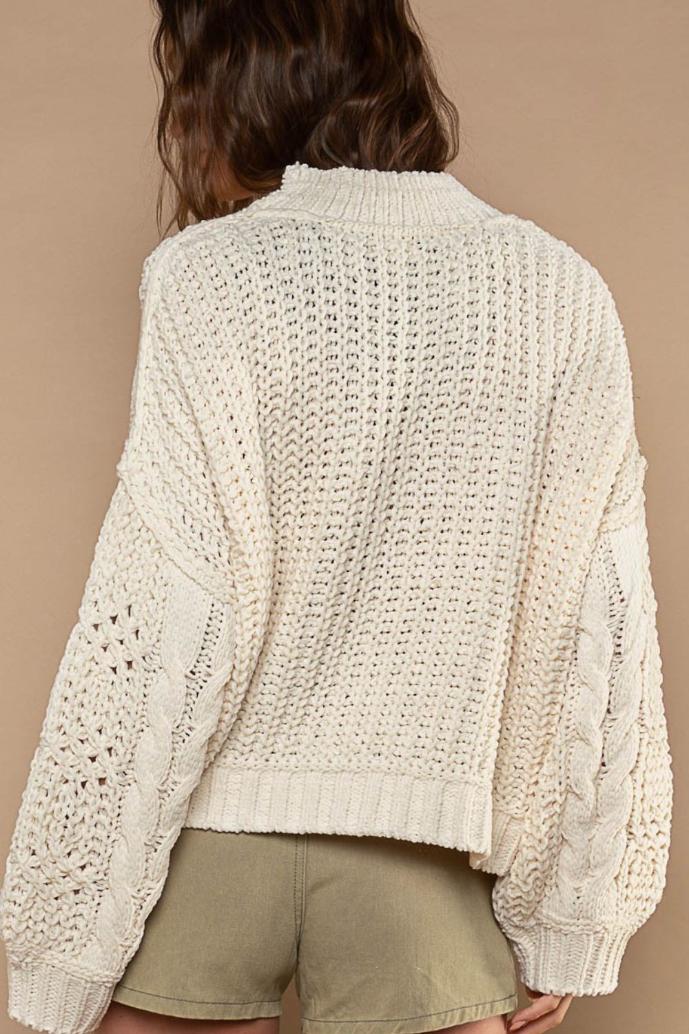 Daniela® | Sweater with stand-up collar and cable knit