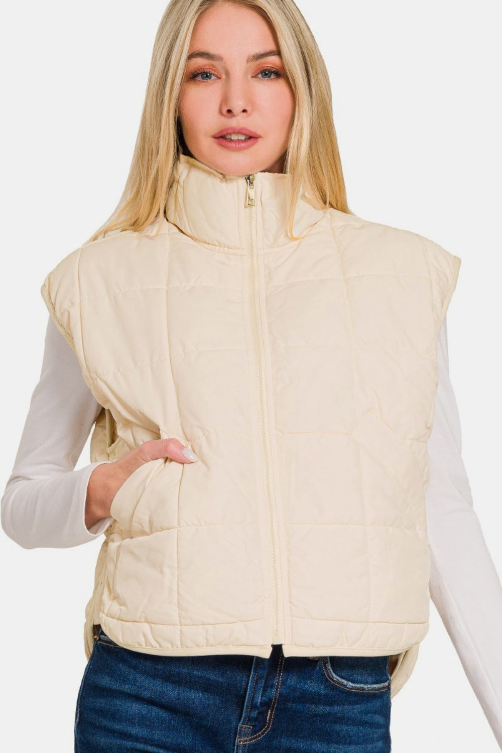 Catarina® | Cropped puffer vest with zip and pockets
