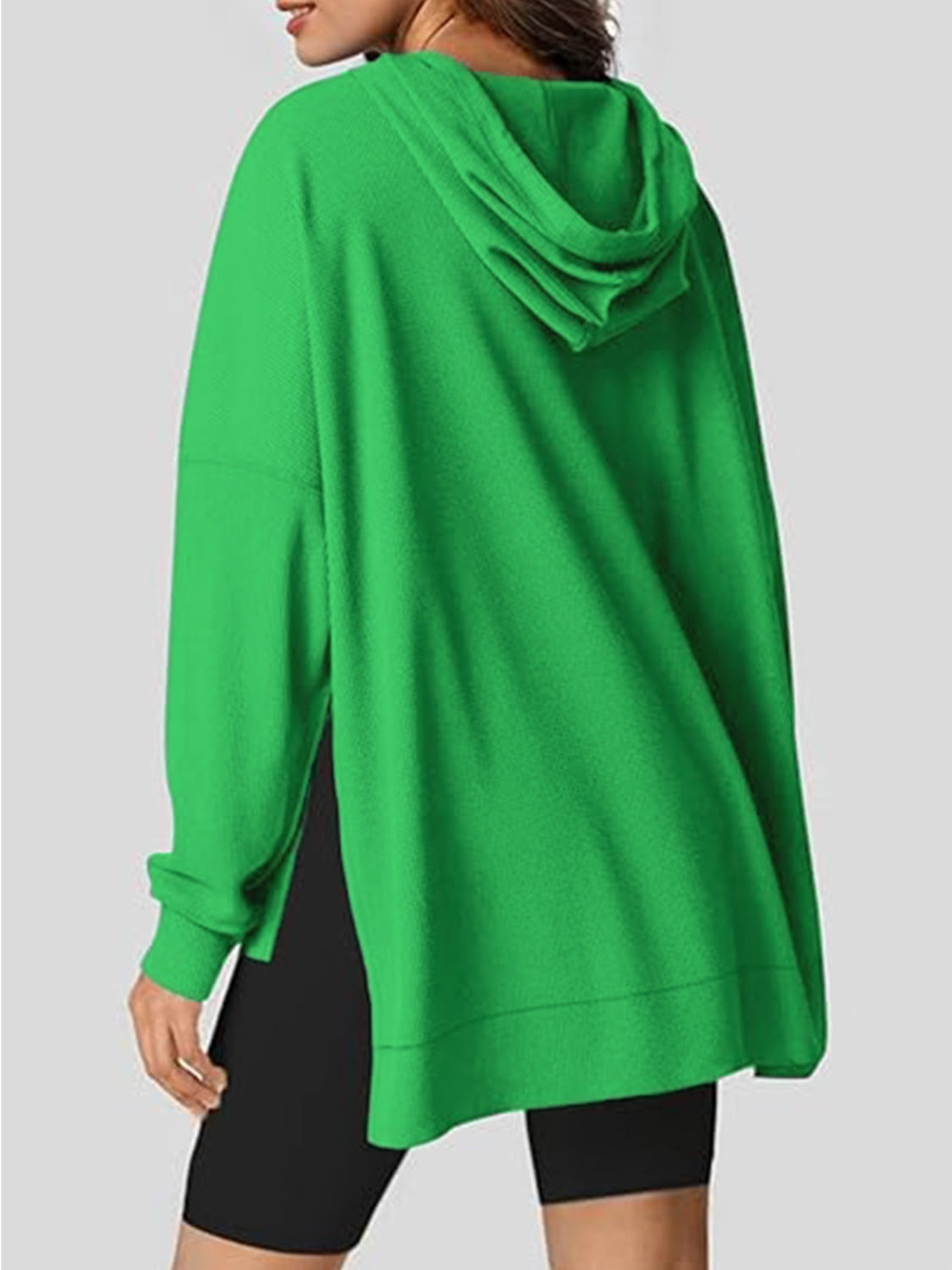 Eleonora® | Long sleeve hoodie with drawstring and slit