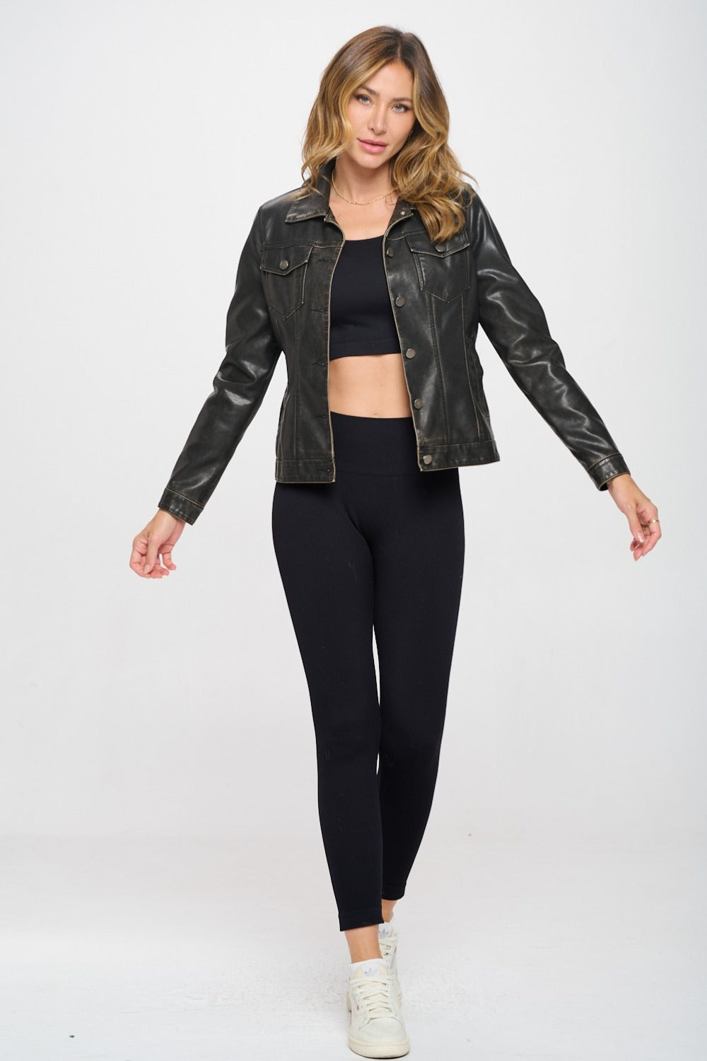 Astrid® | Button-down cargo jacket made from vegan leather
