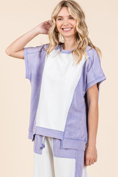 Aubrey® | Oversized short sleeve color block t-shirt