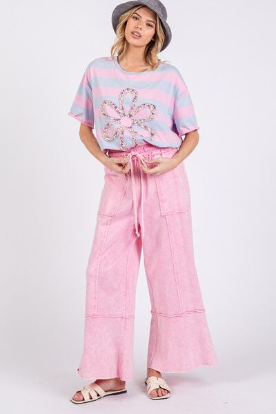 Eliza® | Wide-leg trousers made from mineral-washed terry cloth
