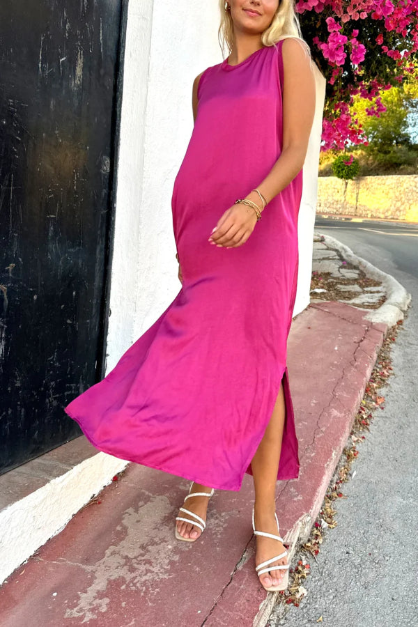 Elizabeth® | Satin midi dress with seam detail