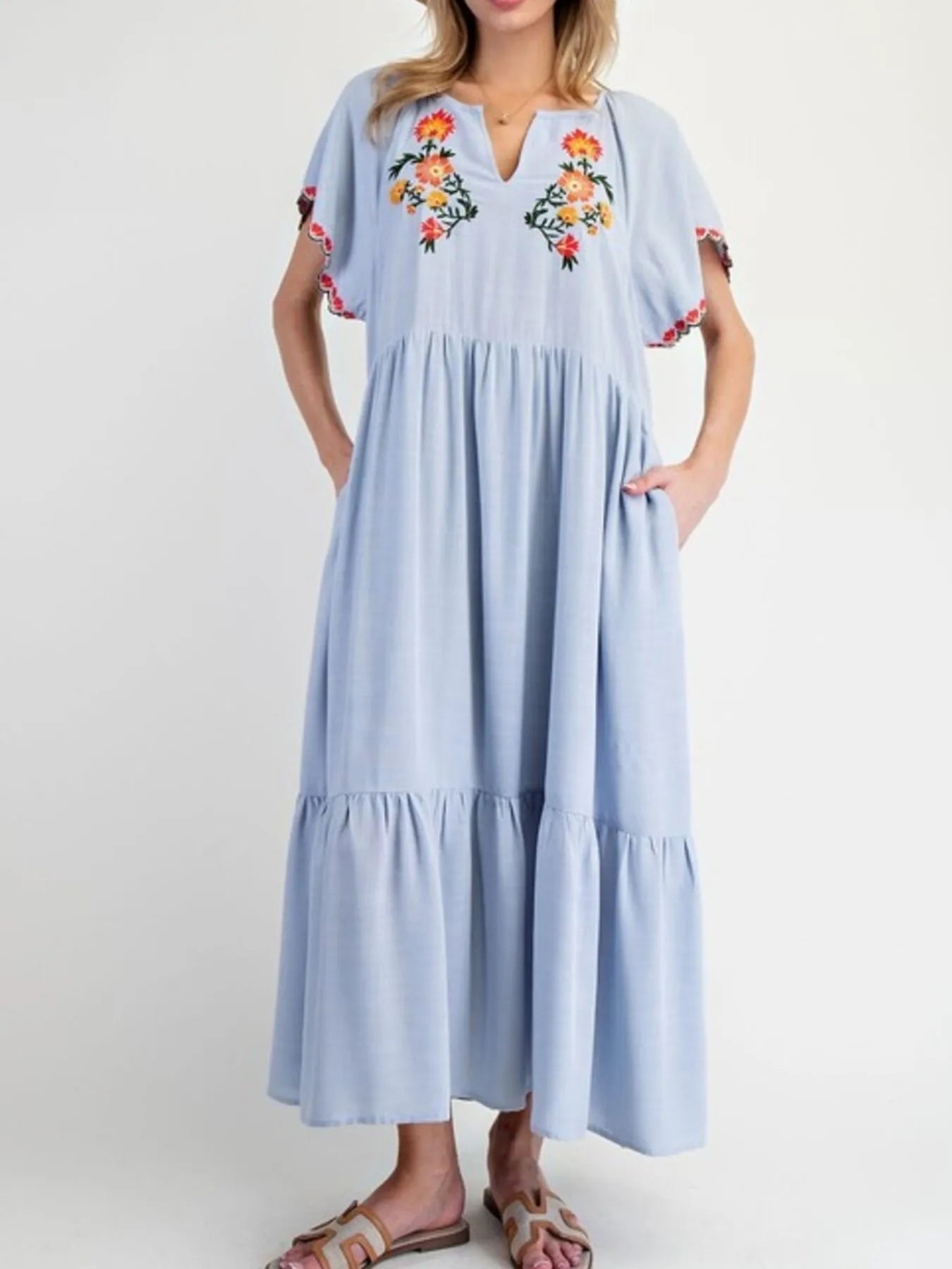 Donatella® | Loose Casual Floral Long Sleeve Maxi Dress