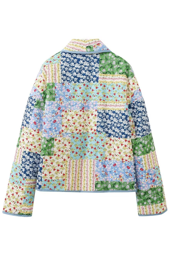 Ariadna® | Printed Quilted Short Contrast Color Cotton Coat